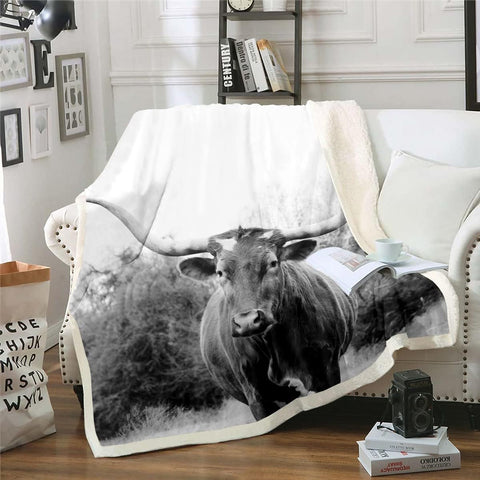 Joy Corners Longhorn Grey Cattle 3D Printed Blanket