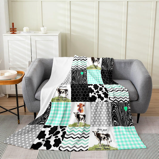 Joy Corners Holstein Highland Cattle Patterns Blanket