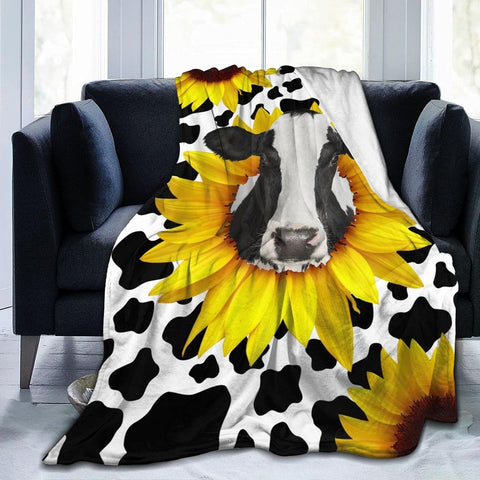 Joy Corners Holstein Cattle Sunflower Pattern Blanket