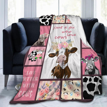 Joy Corners Cattle Flower Pink Pattern Blanket