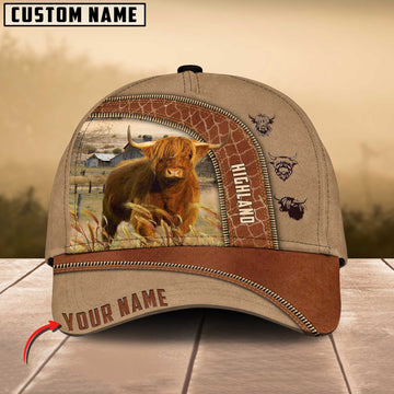 Joycorners Highland Cattle Customized Name Light Brown Cap