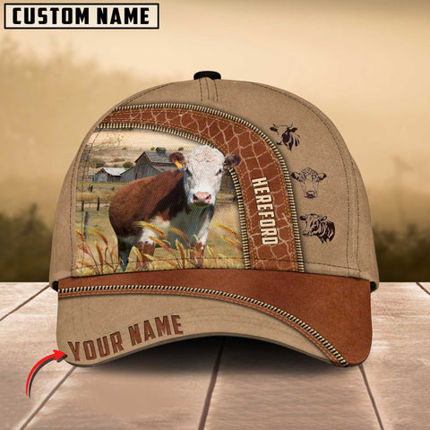 Joycorners Hereford Cattle Customized Name Light Brown Cap