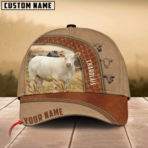 Joycorners Charolais Cattle Customized Name Light Brown Cap
