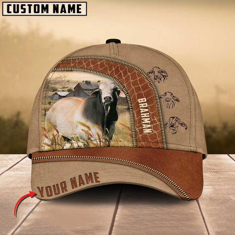 Joycorners Brahman Cattle Customized Name Light Brown Cap