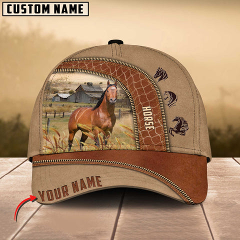 Joycorners Horse Customized Name Light Brown Cap
