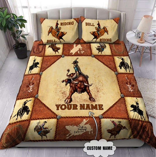 Joycorners Rodeo - Bull Riding Personalized Name Bedding Set