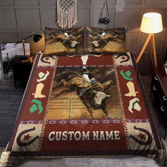 Joycorners Rodeo - Bull Riding Personalized Name Bedding Set