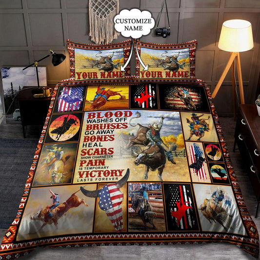 Joycorners Rodeo - Bull Riding Personalized Name Bedding Set