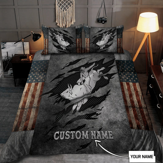 Joycorners Rodeo - Bull Riding Personalized Name Bedding Set