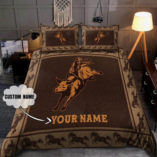 Joycorners Rodeo - Bull Riding Personalized Name Bedding Set