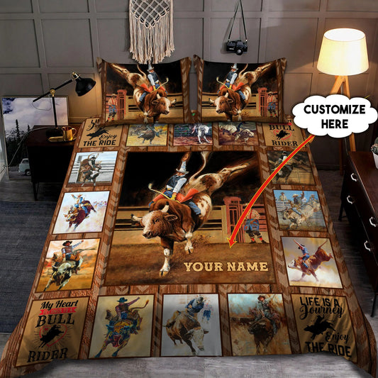 Joycorners Rodeo - Bull Riding Personalized Name Bedding Set