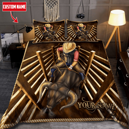 Joycorners Rodeo - Bull Riding Personalized Name Bedding Set