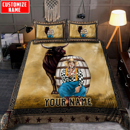 Joycorners Rodeo - Bull Riding Personalized Name Bedding Set
