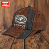 Joycorners Rodeo - Bull Riding Personalized Name Brown Leather Pattern Cap