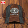Joycorners Rodeo - Bull Riding Personalized Name Brown Leather Pattern Cap