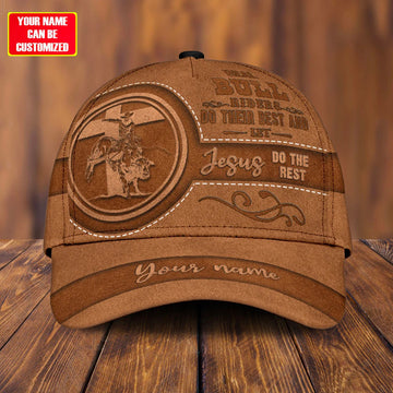 Joycorners Rodeo - Bull Riding Personalized Name Jesus Cap