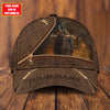 Joycorners Rodeo - Bull Riding Personalized Name Brown Leather Pattern Cap