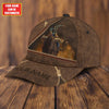 Joycorners Rodeo - Bull Riding Personalized Name Brown Leather Pattern Cap