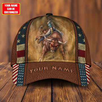 Joycorners Rodeo - Bull Riding Personalized Name Brown Cap