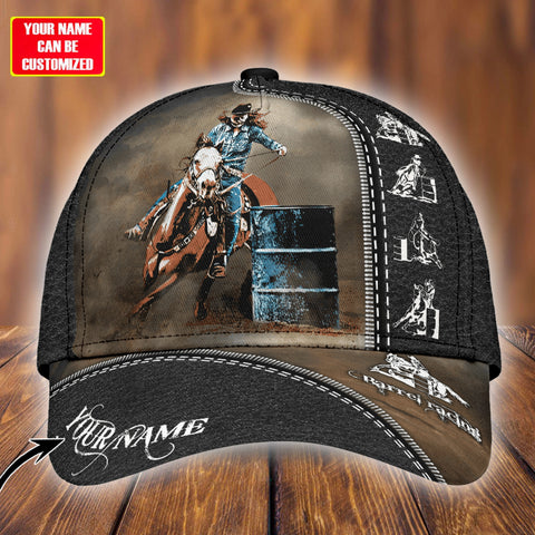 Joycorners Rodeo - Bull Riding Personalized Name Black Leather Pattern Cap