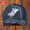 Joycorners Rodeo - Bull Riding Personalized Name Navy Zip Pattern Cap