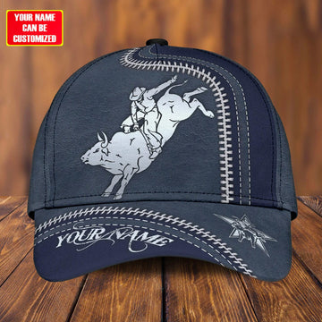 Joycorners Rodeo - Bull Riding Personalized Name Navy Zip Pattern Cap