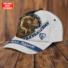 Joycorners Rodeo - Bull Riding Personalized Name Blue White Leather Pattern Cap