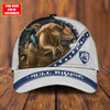 Joycorners Rodeo - Bull Riding Personalized Name Blue White Leather Pattern Cap