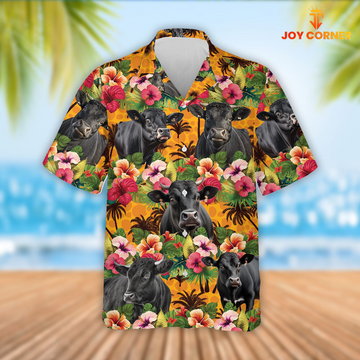 Joy Corners Black Angus Cattle 3D Hawaiian Flower Shirt