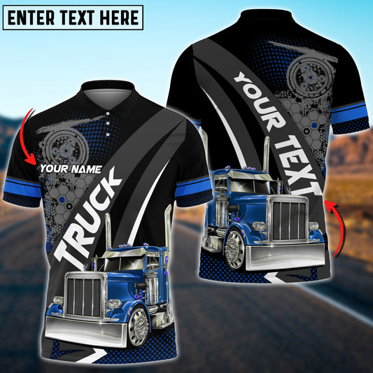 Joycorners Truck Blue Personalized Name Shirt For Truck Driver, Trucking Gift 3D Shirt