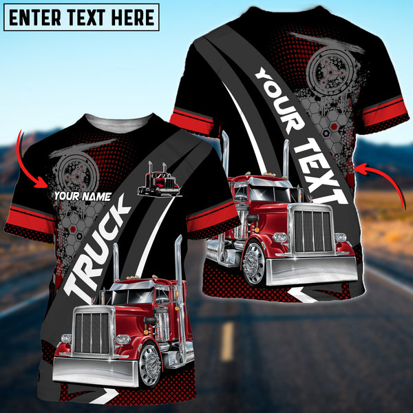 Joycorners Truck Red Personalized Name Shirt For Truck Driver, Trucking Gift 3D Shirt