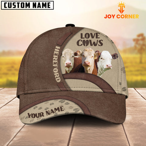 Joycorners Hereford Cattle Happiness Personalized Name Cap