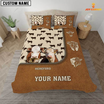 Joycorners Custom Name Hereford Cattle Brown Bedding Set