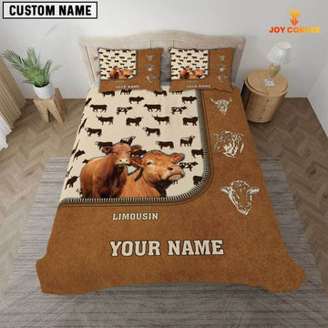 Joycorners Custom Name Limousin Cattle Brown Bedding Set