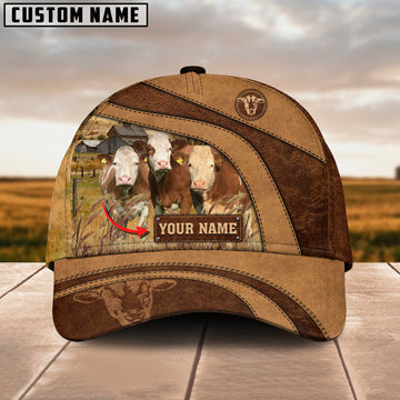 Joycorners Simmental Cattle Customized Name Brown Cap