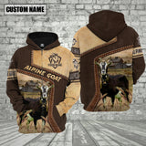 Joycorners Farm Alpine Goat Brown Leather Pattern Custom Name 3D Shirts