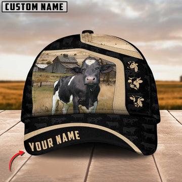 Joycorners Holstein Cattle Black Yellow Pattern Customized Name Cap