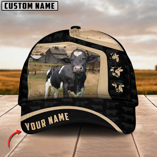 Joycorners Holstein Cattle Black Yellow Pattern Customized Name Cap