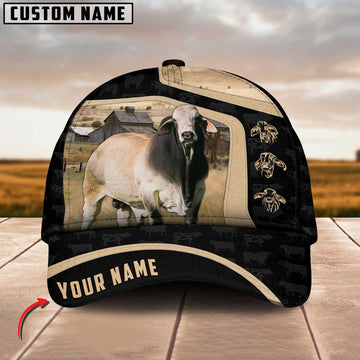 Joycorners Brahman Cattle Black Yellow Pattern Customized Name Cap