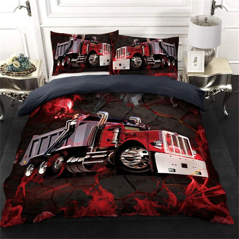 Joycorners Trucker Red Fire Pattern Bedding Set
