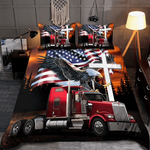 Joycorners Trucker American Flag Bedding Set
