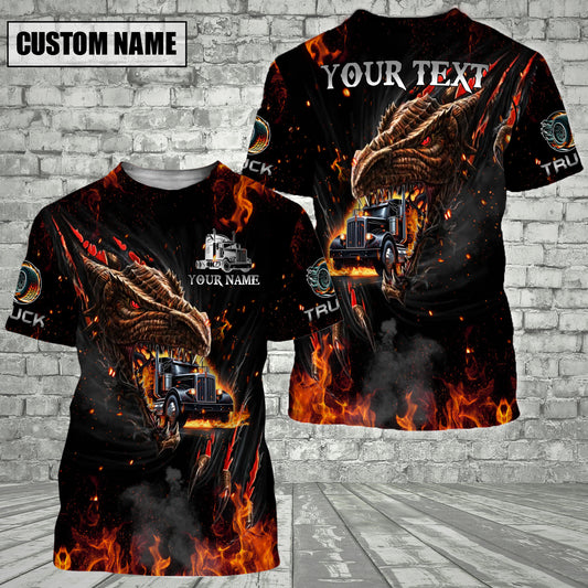 Joycorners Truck Flame Dragon Personalized Name Shirt For Truck Driver