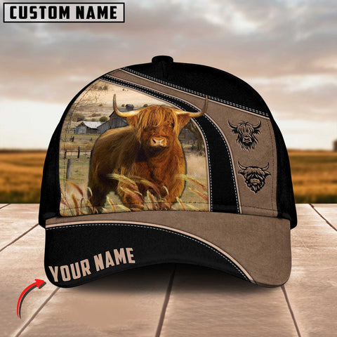 Joycorners Highland Cattle Customized Name Black Brown Cap
