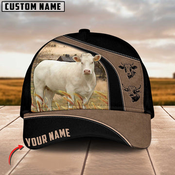 Joycorners Charolais Cattle Customized Name Black Brown Cap