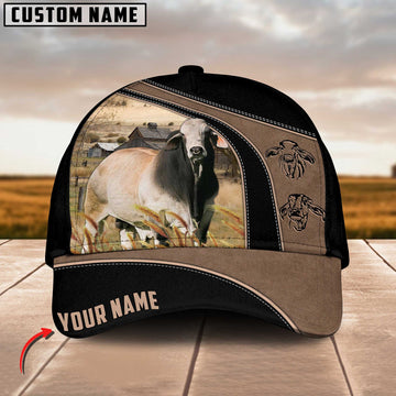 Joycorners Brahman Cattle Customized Name Black Brown Cap