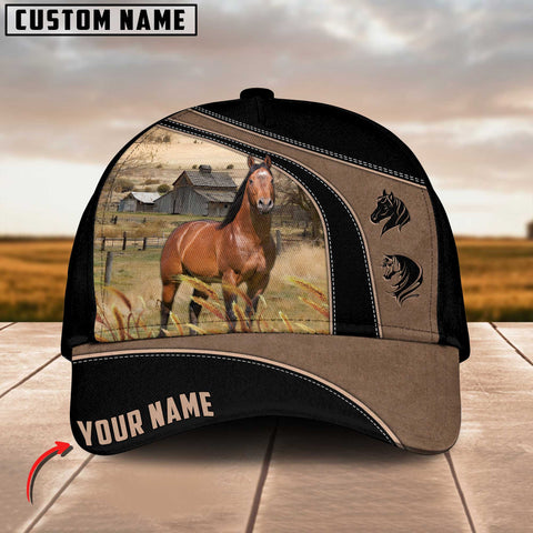 Joycorners Horse Customized Name Black Brown Cap
