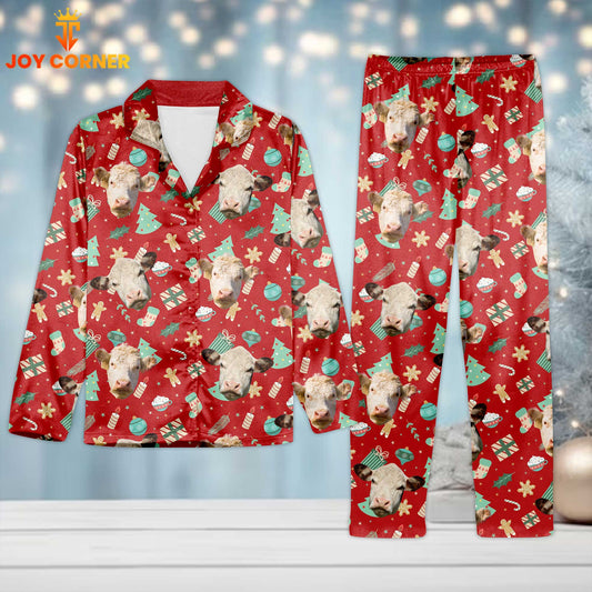 Joycorners Hereford Cattle Christmas Pattern 3D Pajamas