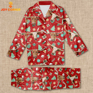 Joycorners Texas Longhorn Christmas Pattern 3D Pajamas