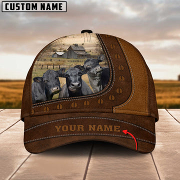 Joycorners Funny Black Angus Cattle Customized Name Brown Cap