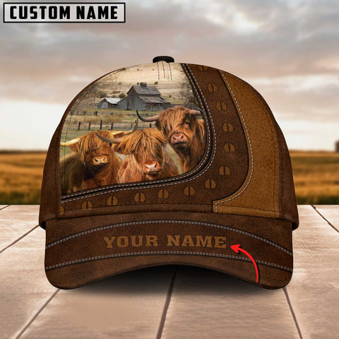 Joycorners Funny Highland Cattle Customized Name Brown Cap